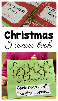 the christmas book is shown with pictures of gingerbreads on it