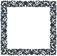 an ornate frame with blue flowers and leaves