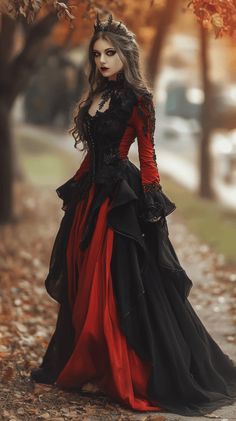 Steampunk Vampire Women, Women’s Vampire Halloween Costume, Female Vampire Cosplay, Female Dracula Costume, Halloween Queen Costume, Cottagecore Costume Ideas, Vampire Womens Costume, Vampire Clothes Women, Goth Red Dress