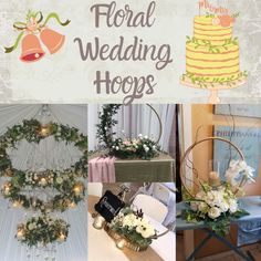 there are many different pictures with flowers and wedding items on the top, bottom left