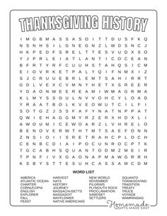 Free Printable Thanksgiving Word Search Puzzles for Kids Easy Word Search, Thanksgiving Words, Hard Words