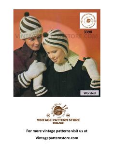 PDF Pattern - by vintagepatternstore.com for instant download Ladies and mens beautiful 1960s spiral swirl hat, balaclava and mittens pattern - knits as Worsted - One Size - Adult - see photos for other materials required. You are purchasing a digital pattern - not a physical pattern, nor the finished article. Your PDF will be available for immediate download following cleared payment. Instructions for downloading your pattern have been sent via email or can be found at http://www.etsy.com/help/article/3949 if you have purchased via etsy. Swirl Hat, Mittens Knit, Knitted Mittens Pattern, Vintage Jumper, Head Wear, Mittens Pattern, Vintage Knitting Patterns, 60s Vintage, Pattern Store