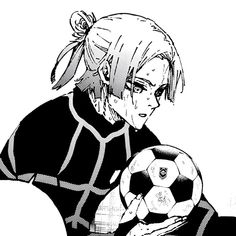 an anime character holding a soccer ball