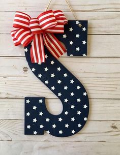 the number six is decorated with red, white and blue stars