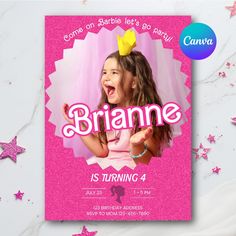 This 'Barbie' birthday invitation is a digital template. Using Canva you can edit right in your web browser. Come on Barbie, let's go party with our customizable digital card! This card allows you to add your own personal touch by incorporating your birthday party details and messages. Check out my other Barbie invite here: https://www.etsy.com/ca/listing/1797837258/barbie-birthday-invitation-pink-barbie ---------------------------------------- PRODUCT DETAILS ----------------------------------- Barbie Invite, Pink Barbie Birthday, Barbie Birthday Invitation, Barbie Invitation, Adult Halloween Invitations, Barbie Birthday Invitations, Minecraft Birthday Invitations, Barbie Invitations, Editable Birthday Cards