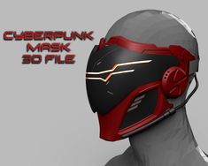 a helmet with headphones on it and the words cyberpunk mask 3d file