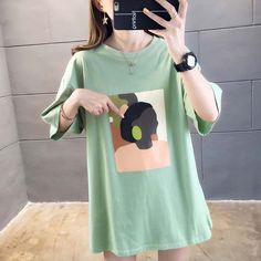 Summer+casual+loose+Women+T-shirts+Ulzzang+Streetwear+kawaii+cartoon+print+Tshirt+Korean+Style+Tops+fashion+short+sleeve+t+shirt Korean Style Tops, Exo Merch, Kawaii Cartoon, Style Tops, Loose Outfit, Women T Shirts, Summer 2019, Cartoon Print, Fashion Tops