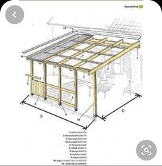 an image of a wooden structure with measurements