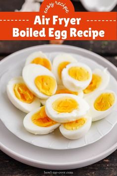 an air fryer boiled egg recipe on a white plate