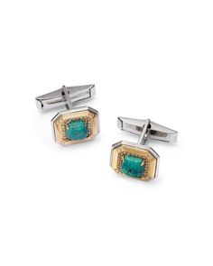 Bloomingdale's Fine Collection Men's Turquoise & Diamond Cufflinks in 14K Yellow & White Gold Luxury Men's Turquoise Ring With Polished Finish, Luxury Designer Yellow Gold Cufflinks, Elegant Yellow Gold Hallmarked Cufflinks, Luxury Hallmarked Yellow Gold Cufflinks, Vintage Hallmarked Yellow Gold Cufflinks, Diamond Cufflink, Gold Cufflinks, White Gold Jewelry, Turquoise Stone