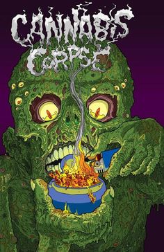 an image of a zombie eating food with the words cannibos corpse on it