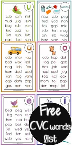 free cvc words list for kids