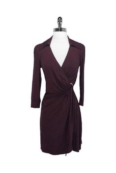 Current Boutique-Trina Turk - Wine Wrap Dress Sz 0 Elegant Fitted Belted V-neck Dress, Formal V-neck Ruched Wrap Dress, Formal Ruched V-neck Wrap Dress, Ruched V-neck Wrap Dress For Formal Occasions, Elegant Burgundy Ruched Mini Dress, Belted Cocktail Dress With Surplice Neckline, Formal V-neck Wrap Dress For Fall, Burgundy Ruched Formal Dress, Burgundy Ruched Dress For Formal Occasions