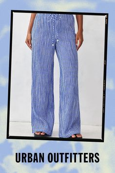 Fun and flexi beach pants in a cute gingham print. The relaxed-fit trousers feature a drawstring fastened waistband and a straight fit through the leg. Content + Care 100% Cotton Machine wash Imported Size + Fit Model in Red is 170cm/5'7" and wearing size Small | Urban Outfitters UO Ellie Gingham Beach Trouser Pant in Blue, Women's at Urban Outfitters Blue Fits, Beach Pants, Women Men Shoes, Fitted Trousers, Gingham Print, Trouser Pants, Fall Fashion, Gingham, Womens Bottoms