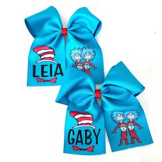 Thing 1 And Thing 2, Alligator Hair Clip, Custom Bows, Cat In The Hat, Big Bows, Turquoise Color, Transfer Vinyl, Heat Transfer Vinyl