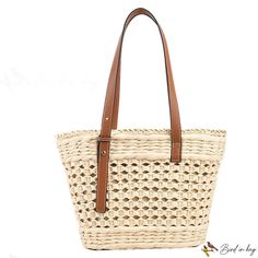 Bird in Bag - Women's straw bags new hollow large capacity women's bags fashion simple straw bag cross bag Spring Straw Beach Bag With Woven Leather, Spring Beach Bag With Woven Leather And Straw, Spring Beach Bag In Woven Leather And Straw, Spring Woven Leather Straw Beach Bag, Spring Woven Leather Straw Bag, Spring Straw Bag With Woven Leather, Spring Straw Bags With Woven Leather, Spring Rectangular Straw Bag With Woven Leather, Rectangular Woven Leather Straw Bag For Spring