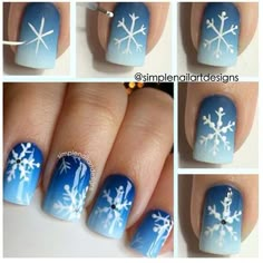 Nailart Christmas, Snowflake Tutorial, Christmas Nail Art Easy, Nail Art Noel, Unghie Sfumate, Unghie Nail Art