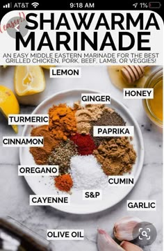 the ingredients to make this homemade marinade on a white plate