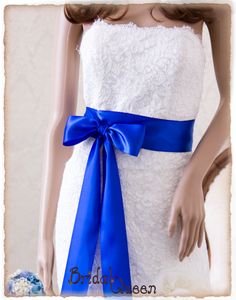 Royal BLUE Satin Bridal Sash Wedding Sash Blue by BridalQueen Elegant Blue Sashes For Wedding, Elegant Blue Bridal Belt For Wedding, Wedding Dress Blue Sash, Butter Candy, Blue Sash, Bridesmaid Sash, Wedding Unity Candles, Wedding Unity, Wedding Sash Belt