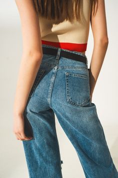 Maxi length. Jeans. High rise . Straight. Casual. Distressed. Belt loops. Cotton. Five pockets. Zip fastening. Functional pockets. runs true to size. S. 100% Cotton City Break Outfit, Vest Crop Top, Stretch Denim Fabric, Cropped Vest, Hem Jeans, City Break, New Wardrobe, Split Hem, Vest Top