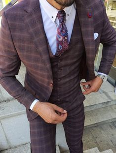 Orem Burgundy Slim Fit Plaid Suit – BOJONI Fall Cider, Plaid Suit Men, Maroon Suit, Suit Clothes, Suit Combinations, Clothes Jacket, Vest And Pants, Pants Gift, Burgundy Suit