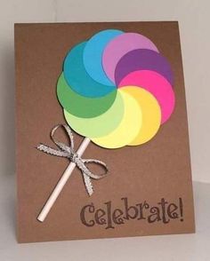 a card with a colorful lollipop on it