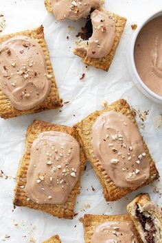 several pieces of pastry with peanut butter on top