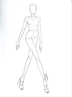 a drawing of a woman in high heels and tights with her hand on her hips