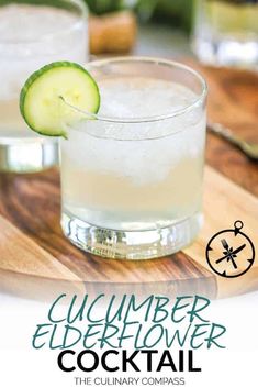 the cucumber and elderflower cocktail is served in glasses