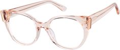 Go the fun and flirty route with these chic cat-eye glasses. The shiny hand-polished acetate eyeglasses is accented with metallic details at the corners. For added comfort the universal fit look is fitted with spring hinges. | Zenni Women's Cat-Eye Prescription Eyeglasses Clear Plastic Zenni Optical Glasses, Optical Glasses Women, Glasses For Oval Faces, Clear Eyeglass Frames, Round Prescription Glasses, Everyday Glasses, Round Eyeglasses Frames, Eye Prescription, Diamond Face