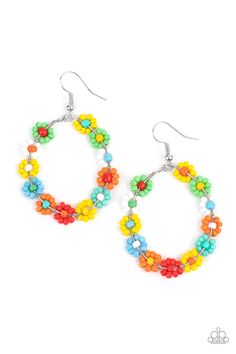 Festively Flower Child - Multi - Barbara Towles Masterson's Store Multi Earrings, Jewelry Hoop Earrings, Sparkle Fashion, Ring Pattern, Multi Colored Flowers, Floral Frames, Multicolor Earrings, Macrame Patterns Tutorials, Kids Earrings