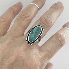 Sterling Silver Boho Genuine Turquoise Ring, Silver Ring, Statement Ring, Boho Ring Index Ring, Silver Casting, Elephant Ring, Metal Smithing, Beads Bracelet Design