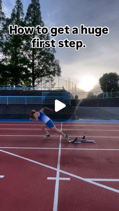 a person on a tennis court with the words how to get a huge first step