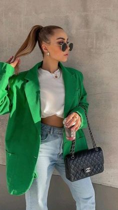 Mom Outfits Spring, Loose Suit, Cardigan Blazer, Green Design, Swimwear Outfit, Medium Long