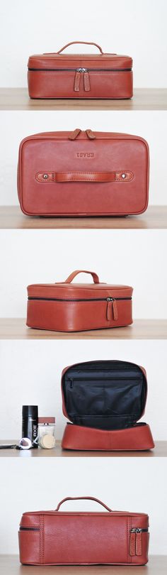 Caring toiletry products has never been so elegant! This chic leather toiletry case by #Era81 with convenient handle and stylish industrial zippers offers generous inside space to keep your cosmetics safe. Chic Leather, Travel Organization, Chic Accessories, Leather Travel, Cosmetic Pouch