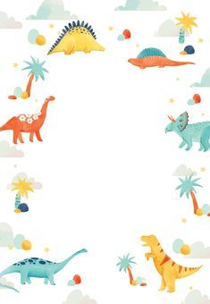 an image of children's wallpaper with dinosaurs and stars in the sky above them