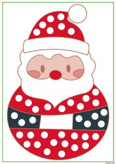 a santa claus face with polka dots on it