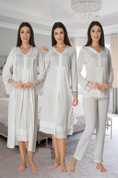 LohusaHamile 2426 Maternity Pajamas Maternity Nightgown Set with Robe  Cotton Fabric There are 4 pieces of product in the package ( Maternity Pajamas, Maternity Nightdress and Maternity Robe ) This Products have breastfeeding feature Pajamas and nightgown are long sleeved Adjustable at the waist There is a Belt in the Pachage it's a model that you can use after postpartum period Attention, There is no CROWN and SLIPPERS in the Package Size Range; if your weight's 60-70 Kilograms or 132 Ib - 154 Delivery Hospital Gown, Maternity Nightgown, Postpartum Period, Delivery Hospital, Nightgown Sets, Maternity Pajamas, Hospital Gown, Pyjama Sets, Post Partum