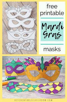 mardi gras mask with free printable masks for kids to make them look like they