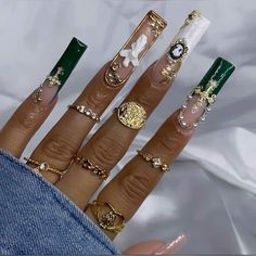 Original Makeup, Love Rings, Luxury Press On Nails, Long Acrylic Nail Designs, Hard Nails, Nails Design With Rhinestones, Colored Acrylic Nails, Rings Accessories