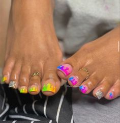 Acrylic Nails Toes, Nails Toes, Bright Nail Art, Pretty Toe Nails