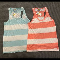 Pair Of C&C California Blue/Orange Striped Tanks Sz M - Nwt!! Each Tank Retails For $58 Each. Please Check Out My Other Listings And Bundle! I Give Bigger Discounts For Bigger Bundles!! Casual Orange Top For Beach Season, Casual Orange Tops For Vacation, Orange Cotton Tank Top For Vacation, Casual Orange Tank Top For Vacation, Casual Orange Tank Top For Beach, Casual Orange Tank Top For The Beach, Casual Orange Tank Top For Spring, Striped Tank, Blue Orange