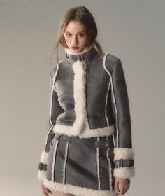 Material: polyester fiber 90%, spandex 10% (leather part) polyester fiber 100% (fur part) Model: 166cm/45kg, B/W/H:78/65/88, wearing size S. Size Chart: S/M/L(cm) Jacket: Bust: 98/102/104 C/B Length: 45/46.6/48 Sleeve Length: 62/63/64 Shoulder: 40.5/41.5/42.5 Skirt: Waist: 68/72/76 Hip: 89/93/97 Length: 37/38/39 All products are measured by "cm", 1 cm = 0.393 inches. Manual measurements may have a 1-3cm error. The listed sizes run smaller than US sizes. Sizes may vary in different designs and br Fluffy Jacket, Heavy Work, Grey Coat, Work Jackets, Cardigan Top, Fur Fashion, Shearling Jacket, Grey Shorts, Cardigan Jacket