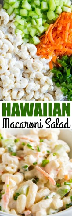 hawaiian macaroni salad with carrots and celery