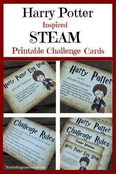 harry potter inspired steam printable challenge cards with instructions to make them look like they're