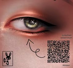 a close up of a person's eye with a qr code on it