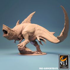 Great White Shark Karchart Tyrant 100mm Base D&D Pathfinder Fanta... Dragon Miniatures, Creature Artwork, Fantasy Miniatures, Dungeon Master, Creature Design, Role Playing, Sea Creatures, Roleplaying Game