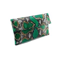 Emerald green and black motif python leather classic foldover clutch bag Navy Clutch, Python Bags, Skin Hand, Snake Skin Bag, Foldover Clutch, Python Skin, Snake Leather, Leather Clutch Bag, Envelope Clutch