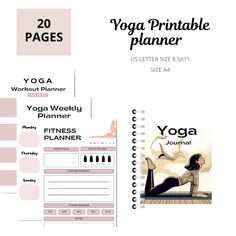 Yoga Journal Printable Planner, it is Created in Canva. Yoga Journal Printable Planner with 20 pages in 8.5"x11 inch, designed in a soothing mint color palette, and there are 1 model options included for you. This yoga calendar is available as a PDF for instant digital download upon purchase, or anytime you desire to download the art file Mint Color Palette, Warm Up Yoga, Sitting Yoga Poses, Hip Yoga, Mint Color Palettes, Split Yoga, Yoga Challenge Poses, Monday Workout