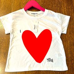 New With Tags! Trendy Red Top With Heart Print, Fun White Top With Heart Graphic, Casual Red Top With Heart Graphic, Fun Cotton Tops With Heart Print, Heart Tee, White Heart, Kids Shirts, Shirts Tops, Red White